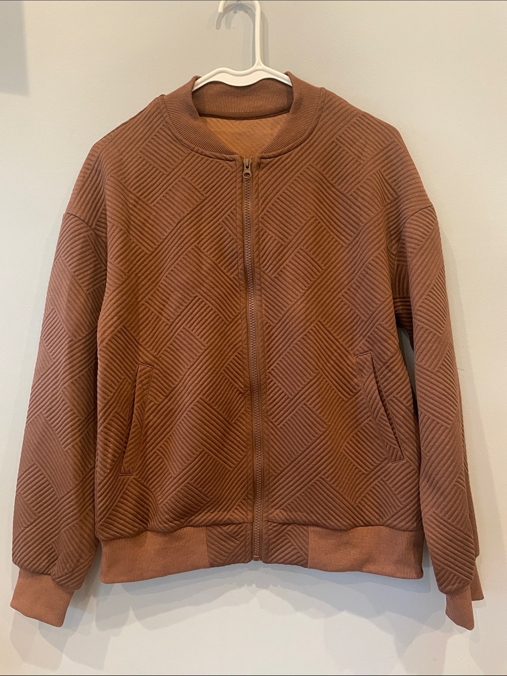 Brown Quilted Zip-Up Jacket - with pockets like new